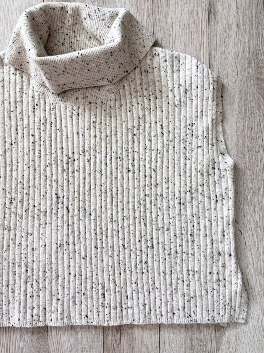 LOFT Outlet Cloud Dancer Cream Speckled Knit Cowl Neck Poncho Sweater Size XL - Picture 6 of 10